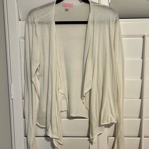 Lilly Pulitzer White Cardigan Sweater Elegant Waterfall Design
